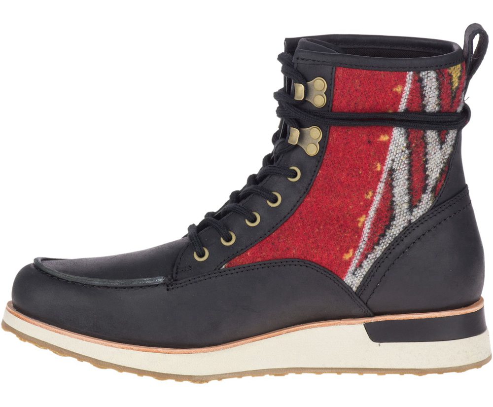 Merrell Boots Black/Red - Roam Mid - Womens 38GJHIBLC